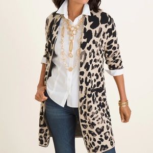 Chico’s Animal-Print Jacquard Cardigan Size 3(XL)